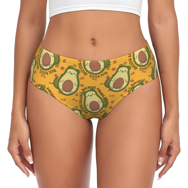 Fotbe Avocado Dog Calzones Estampados para Mujer – Ropa Interior de Algodón, Cómoda, Suave y Elástica-3X-Large
