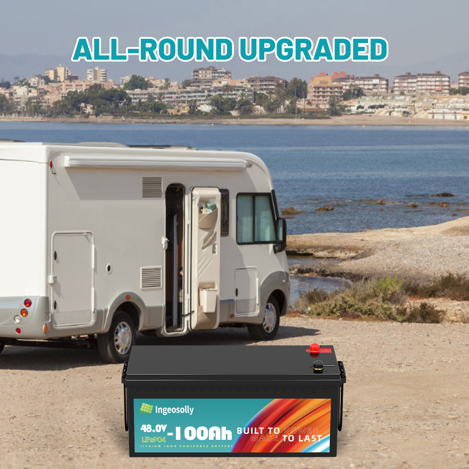 48V 100Ah LiFePO4 Golf Cart Battery,200A BMS,15000 Deep Cycles & 10-Year Lifespan,Ingeosolly Lithium Battery for RV,Marine,Solar,Trolling Motor,Golf Cart