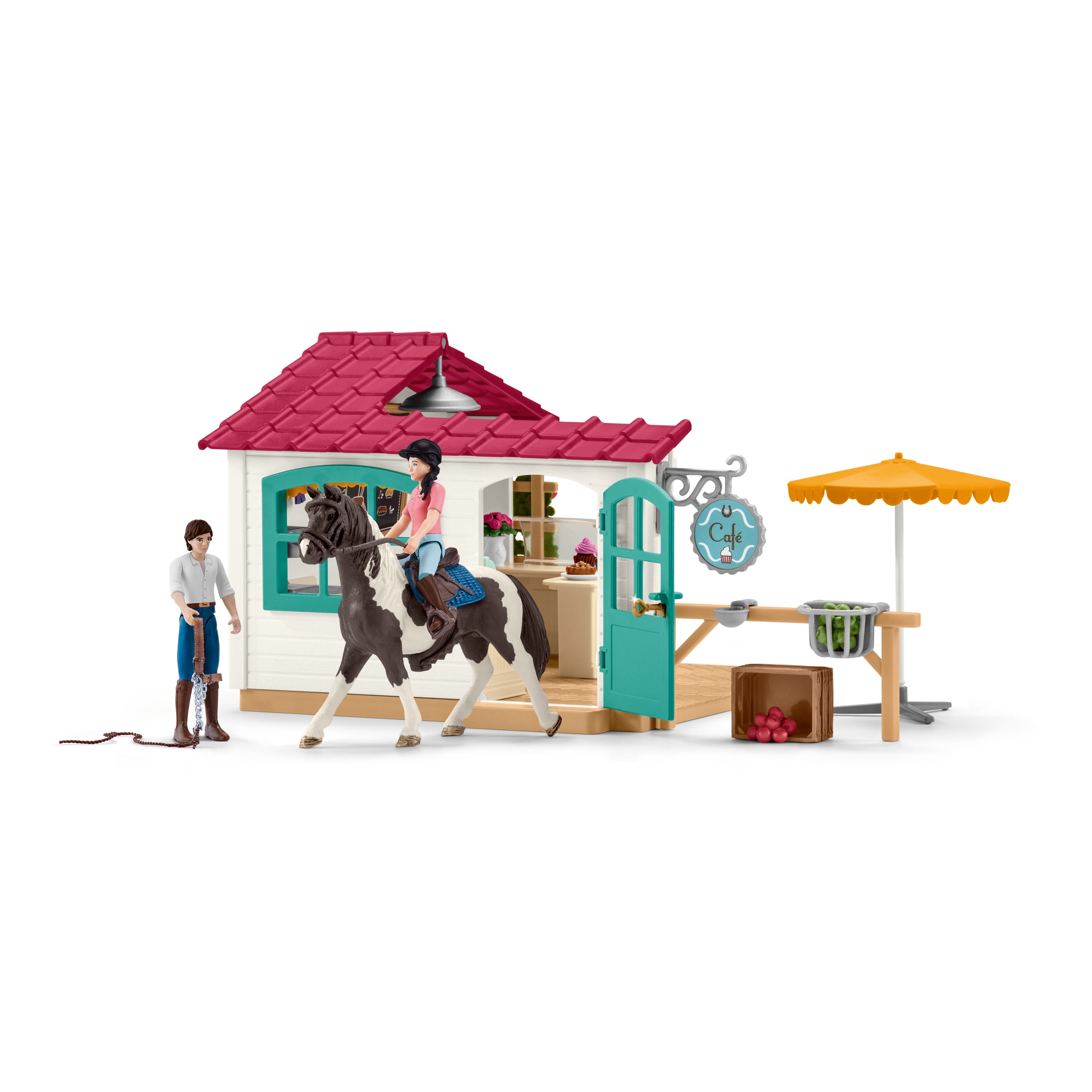 Schleich - Horse Club: Equestrian Rider Café with Horse Toy & Accessories, 66 Pcs