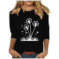 thumbnail image 1 of Plebaso Hauts pour Femmes Manches 3/4 Chemises Imprimées Décontractées Tuniques Col Rond Blouses pour Femmes, 1 of 4