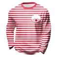 thumbnail image 4 of Byoo Crewneck Tee Shirt for Toddler Girl Stripe Graphic Full-Sleeve Kids Trendy T Shirt Soft Daily Pullover Top， Red, 4 of 4