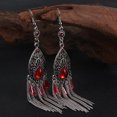 thumbnail image 2 of EeaseMX 1 par de pendientes creativos con borlas en forma de gota de agua, estilo vintage, largos, de aleación, elegantes y encantadores, para mujer (rojos), 2 of 7