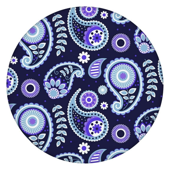 Tablecloth Mandala Ethnic Tribal Pattern Waterproof Elastic Round Cover with Back for Spiritual and Healing