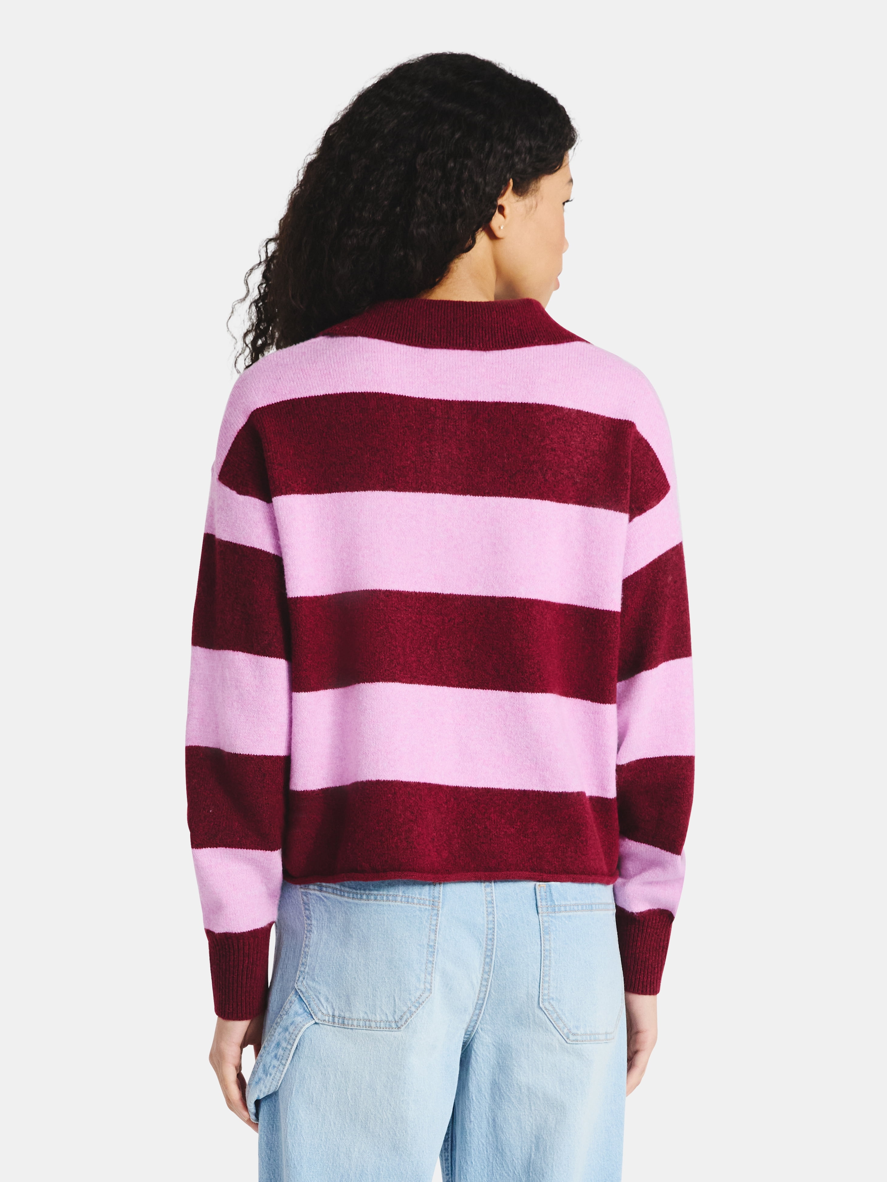 No Boundaries Button-Up Pullover Sweater with Long Sleeves, Midweight, Women's
