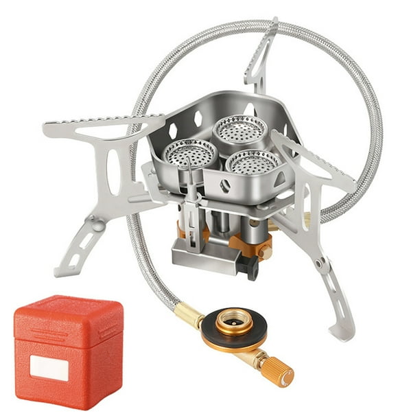 Estufa de gas plegable a prueba de viento Herramienta de estufas de camping de butano de 3 cabezas (Alargar 61.5cm) Tmvgtek Para Estrenar
