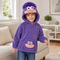 thumbnail image 6 of Unisex Big Mouth Monster Hoodie Funny Plush Oversized Halloween Pajamas Fuzzy Holiday Pullover Tops Purple Pink, 6 of 7