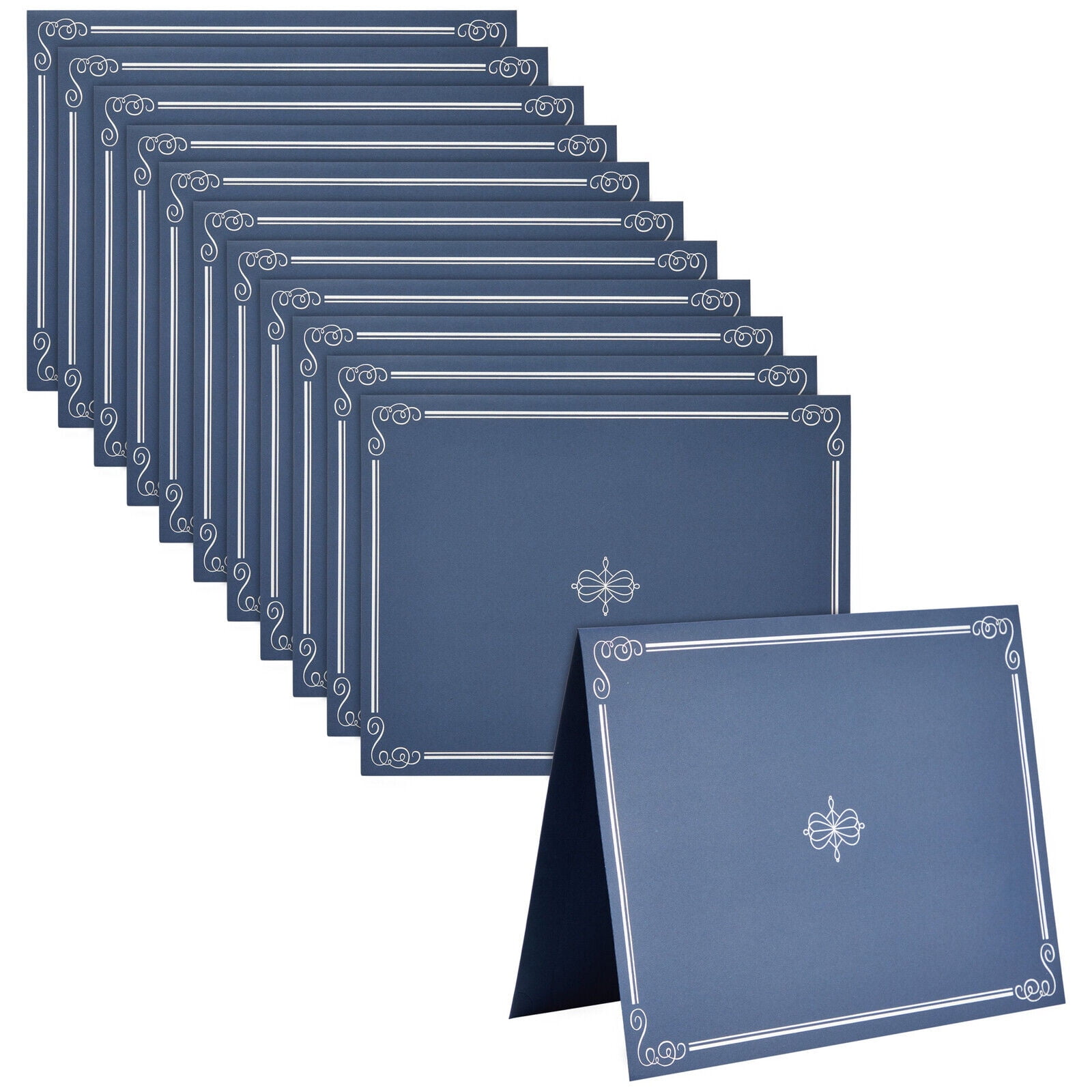 12 Pack Silver Foil Certificate Folders for Diploma Awards,Navy Blue