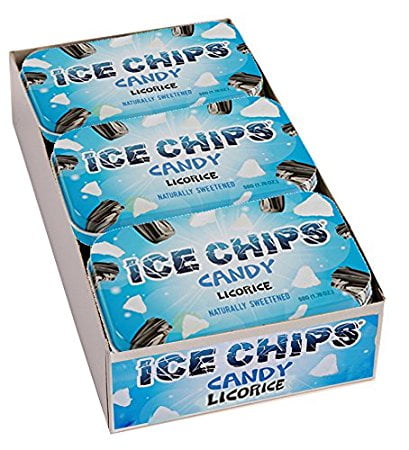 ICE CHIPS Xylitol Candy, Licorice (6 Tins)