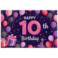 thumbnail image 2 of Decorative Birthday Banner Kids Party Neon Theme Happy 10th Birthday Celebration Photogenic Background for Birthday Celebration Kids Party Photo Shoot, 2 of 8