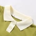 thumbnail image 6 of FRSASU Girl's Cotton Polo Dress Summer Puff Short Sleeve Button Collar School Uniform Dresses for Kids 2-12 Years Green, 6 of 8