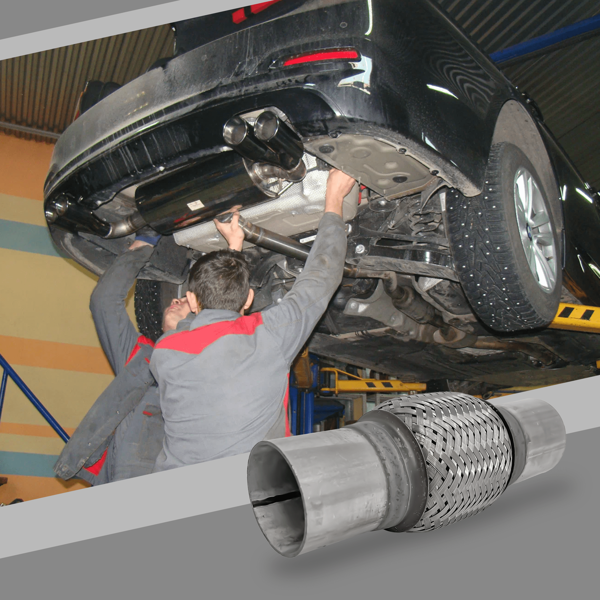 Monlion 51 x 70 Exhaust Flex Pipe | Double Braided Stainless Steel | Universal Weld-On Replacement