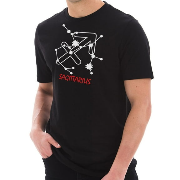 Oversized Zodiac Sagittarius Sign Graphic Design Short Sleeve Cotton Jersey T-Shirt - Black XL