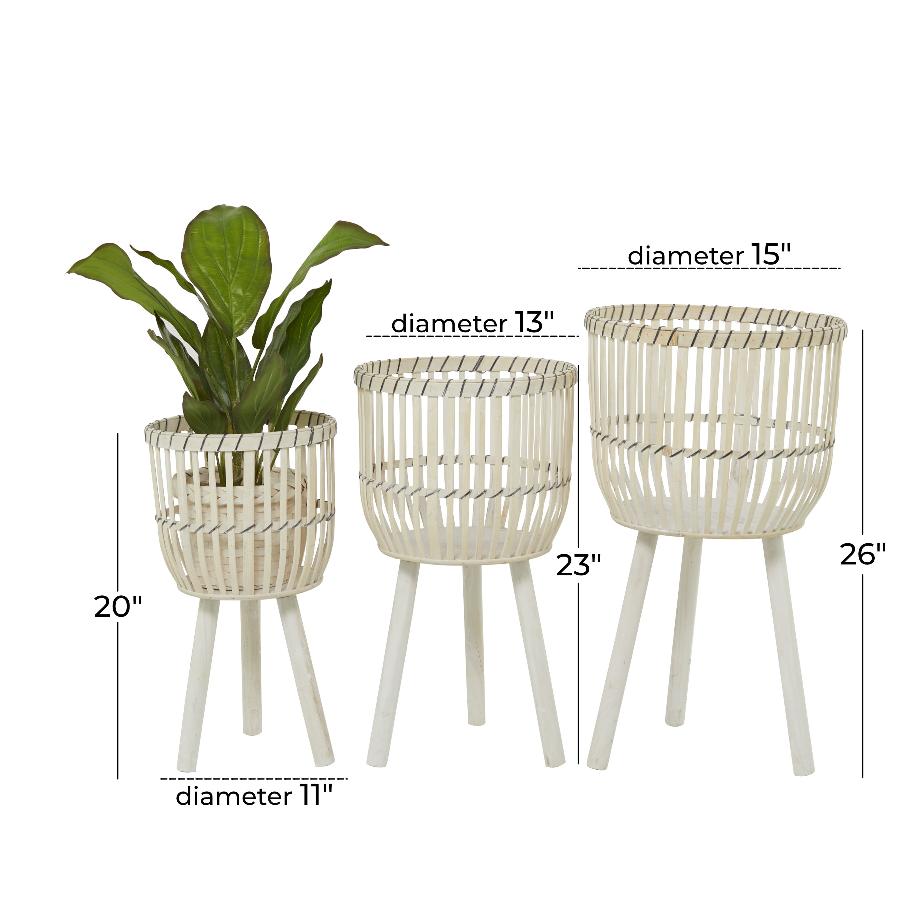 CosmoLiving by Cosmopolitan 2-Pack 16-in W x 17-in H White with Wooden Legs  Ceramic Contemporary/Modern Indoor/Outdoor Planter in the Pots & Planters  department at