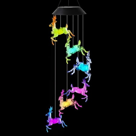 

MIXFEER Solar Energy Powered Wind Chime Lamp Gradient Color-changing Hangings Outdoor Elk Pendants Sensitive Control/ Built-in 600mAh Rechargeable Cell/ IP44 Water Resistance for Garden Street Hom