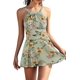 thumbnail image 1 of Vestido de baño de una Pieza Elegante para Mujer con Cuello Alto y Falda de baño con Pliegues Verde claro - Flores 2XL Verde claro - Flores 2XL Xishao ropa, 1 of 2