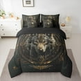 thumbnail image 3 of Manfei 3D Tribal Wolf Bedding Comforter Set 7pcs for Man, Bohemian Abstract Ombre King Bedding Sets, Hippie Animal Reversible Bed Sheets, Lightweight Room Decor, 3 of 8