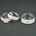 thumbnail image 4 of Lakshya Jewel LLC 14K White Gold Finish Cubic Zirconia Wedding Trio His Her Bridal Band Ring Set, 4 of 4