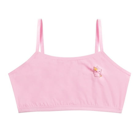 

Little Girls Soft Sport Bra Cotton Spandex Small Vest Design Wireless Bralette for Kids