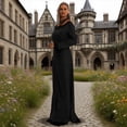 thumbnail image 6 of Huowey Witch Gothic Dresses Womens Halloween Elegant Fancy Cosplay Party Gown Crew Neck Long Sleeve Eye-Catching Halloween Dress,Black,M, 6 of 8
