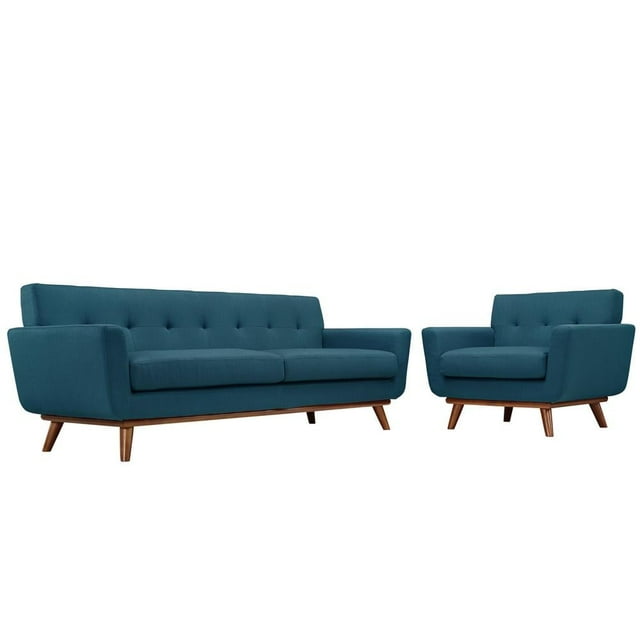 Modway Engage Ensemble de Canapé Moderne en Tissu 2 Pcs avec Fauteuils en Bleu Azur