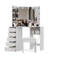 thumbnail image 1 of TROPOW Vanity Desk with Mirror and Lights, Makeup Table Set with Lighted Mirror, 3 Adjustable Lighting Colors, Cushioned Stool, 5 Drawers and Storage Shelves, Bedroom Dressing Table for Women,White, 1 of 6