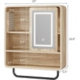 thumbnail image 3 of Vecenuy Modern Bathroom Wall Cabinet with Mirror, over-The-Toilet Storage & Towel Bar, Sliding Door, 3 Lighting Modes & Adjustable Brightness, Natural Oak, 3 of 8