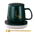thumbnail image 2 of Calentador de café y juego de tazas para escritorio, calentador de tazas para café, plato calentador de bebidas eléctrico para oficina, hogar, regalos , Verde perfecl almohadilla térmica para tazas, 2 of 8