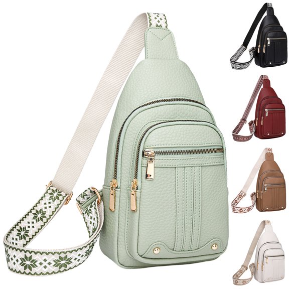 CAIXIA Crossbody Fanny Packs For Women Mens Solid Color Layer Large Capacity Zipper Casual Chest Messenger Crossbody Bag, Fashion Pattern Shoulder Purse