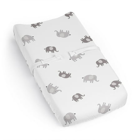 Sweet Jojo Designs Boho Elephant Grey and White Changing Pad Cover Sheet