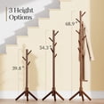 thumbnail image 3 of Coat Tree Pipishell de madera robusta con 8 ganchos, 3 tamaños, marrón, 3 of 7