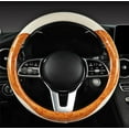 thumbnail image 2 of 15 Inch Wood Grain Steering Wheel Cover for Women Men Anti-Slip Odorless Comfortable Four Seasons Universal Car Wheel Cover Protector, Yellow, 2 of 4
