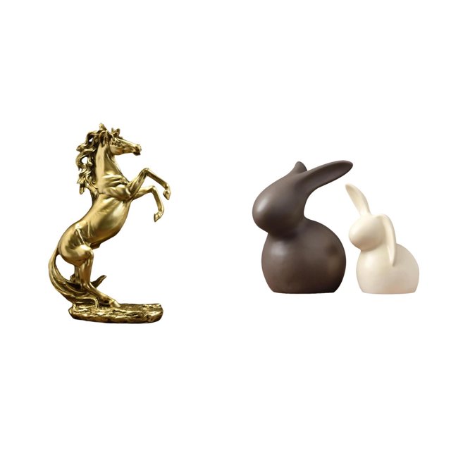 Elegante Juego De Caballo Y Figura Hecho A Mano Para Exhibir Sobre La Mesa, Perfecto Para Hoteles, Estanterías, Chimeneas, Mueble De TV Y Decoración De Jardín.