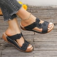 thumbnail image 4 of Sandals Under $15， Xunlbb Summer New Foreign Trade Large Size Wedge Fish Mouth Solid Color Large Size One Line Outside To Wear Beach Sandals(Black,Size:36), 4 of 8