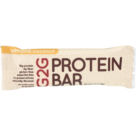 G2G Protein Bar, Almond Coconut, 18g Clean Protein, Nutrient Rich, Gluten Free, 8ct