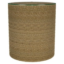 Halden Round Woven Seagrass Accent Side Table Light Brown