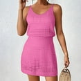 thumbnail image 2 of Lovskoo Swimsuit Coverup for Women Sleeveless Summer 2024 Crochet Hollow Out Knit Beach Bathing Suit Swim Cover Ups Outfits Vacation Dresses Pink XL, 2 of 7