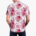 thumbnail image 4 of Balery Peonies And Roses Printed Men’s Short Sleeve Polo Shirt, Midweight Men's Shirt,Golf Polo shirts -4X-Large, 4 of 9