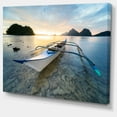 thumbnail image 2 of Boat Docked at Beautiful Sunset - Seashore Canvas Art Print, 2 of 4