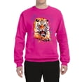 thumbnail image 2 of Wild Bobby, Tiger Growling Colorful Trippy Tie Dye Animal Lover Unisex Crewneck Graphic Sweatshirt, Fuschia, 2XL, 2 of 3