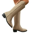 thumbnail image 5 of Gyexs Slouchy Boots for Women Knee High Mid Calf Boots Fashion Block Heel Warm Winter Cold Weather Boots Z01 Beige Size 8.5, 5 of 9