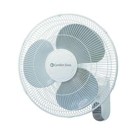 Comfort Zone 16&#34; Oscillating Wall Fan with Remote White
