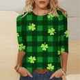 thumbnail image 2 of Womens St Patricks Day Shirt Cute Green Graphic Tee Crew Neck 3/4 Sleeve Cotton T Shirts Rabbit Print Top Irish Festival Outfit, 2 of 5