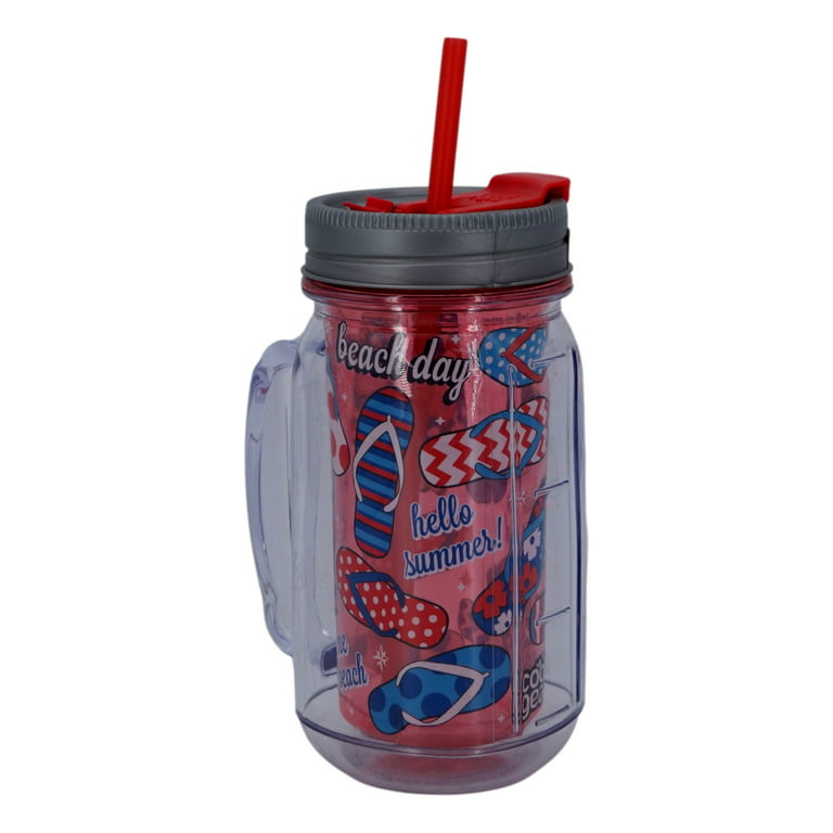 Cool Gear 16oz Double Insulated Mason Jar Water Bottle with Straw - BPA  Free