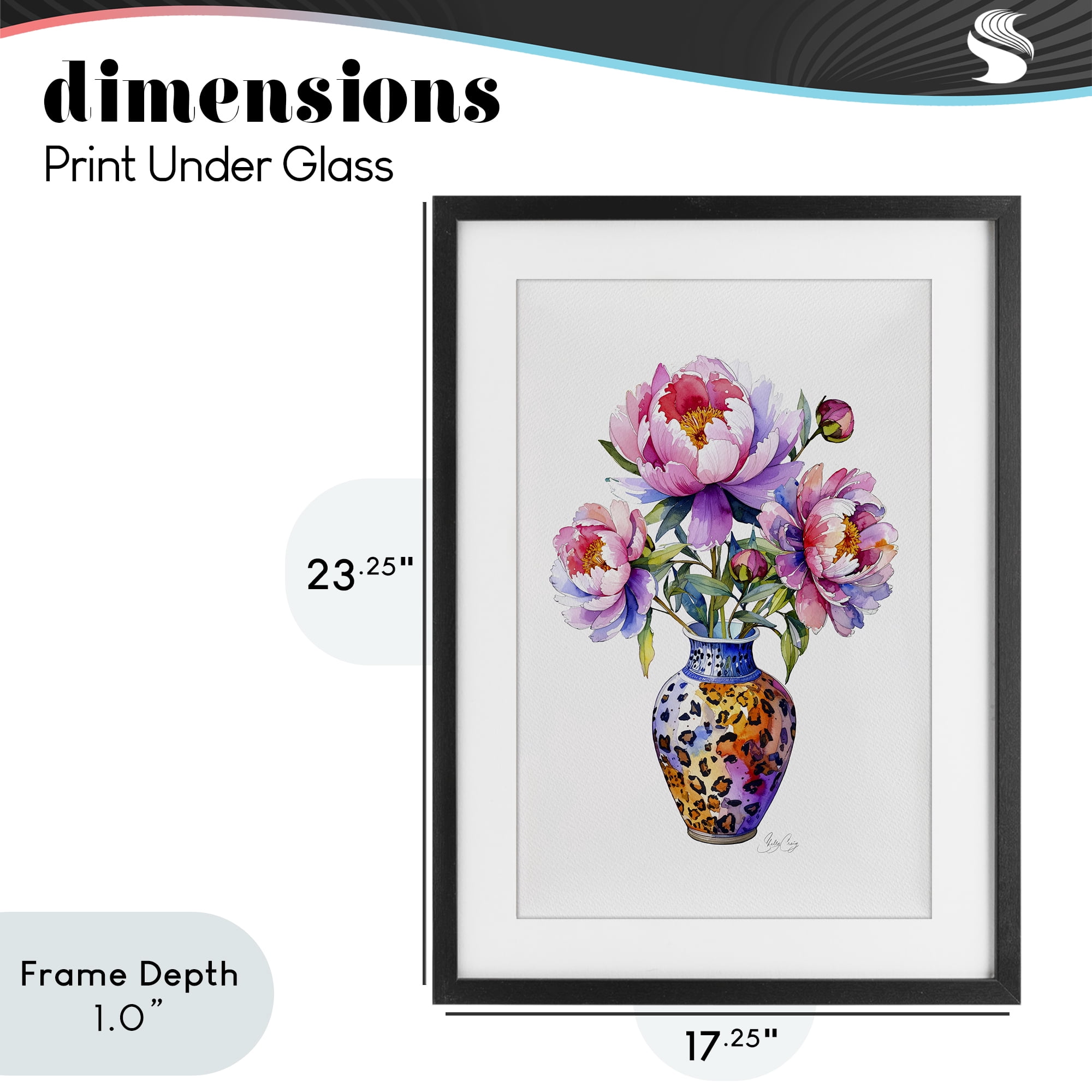Stupell Industries Fierce Blooms Flower Vase Black Framed Print Under Glass, design by Shelly Craig