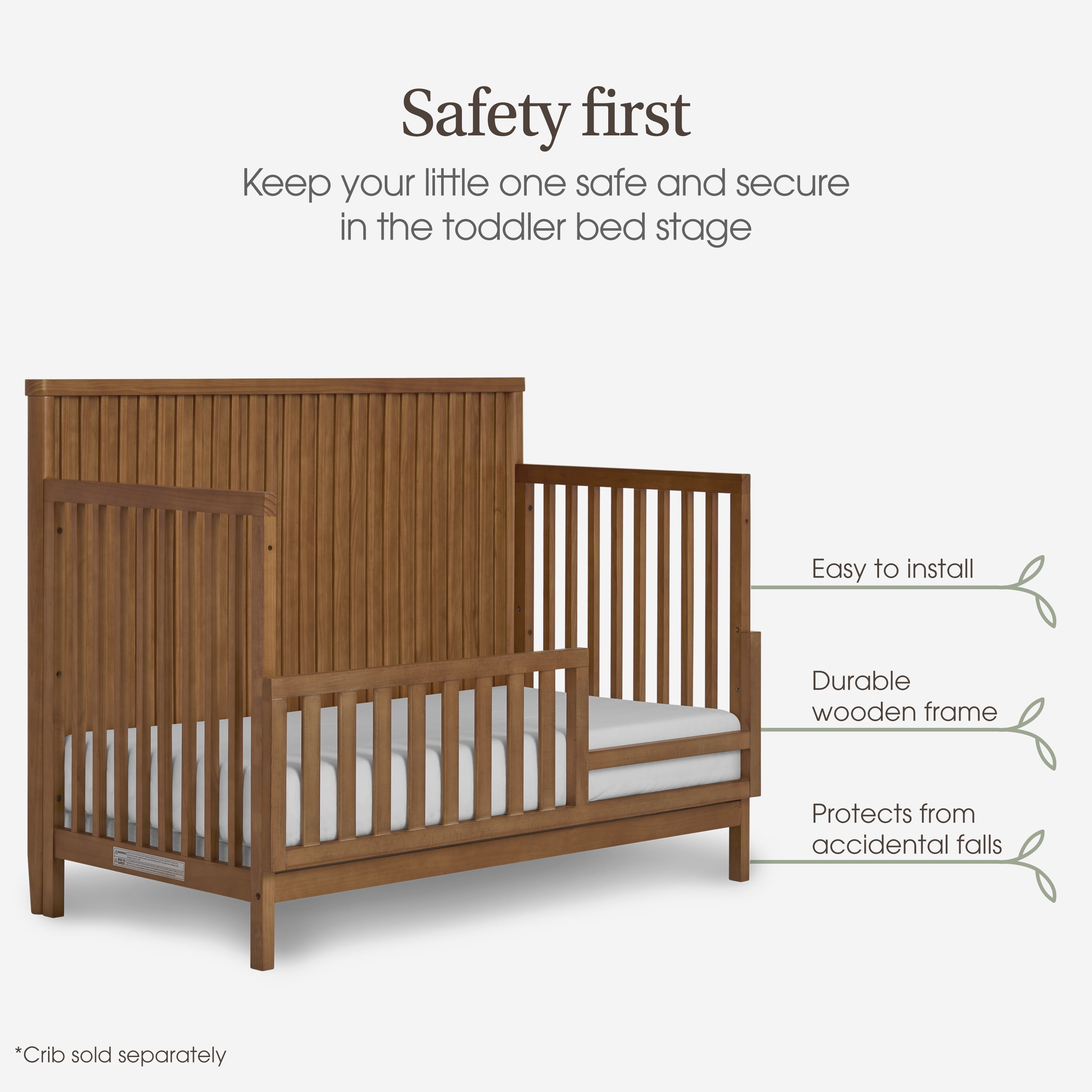 Evolur Convertible Crib Toddler Guard Rail I Full Assembly I Lasting Quality, Sedona