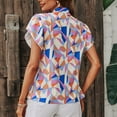 thumbnail image 4 of Dinheiro Blusa casual de manga corta con volantes y pajarita para mujer, XL,, 4 of 6