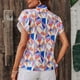 thumbnail image 4 of Blusa casual de manga corta con volantes y pajarita para mujer, 4 of 6