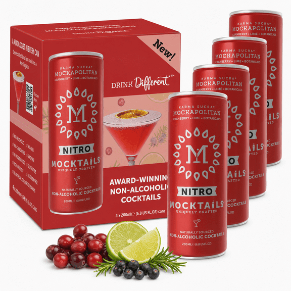 NITRO Mocktails Non Alcoholic Cosmopolitan, 6.8 oz, 4 Pack