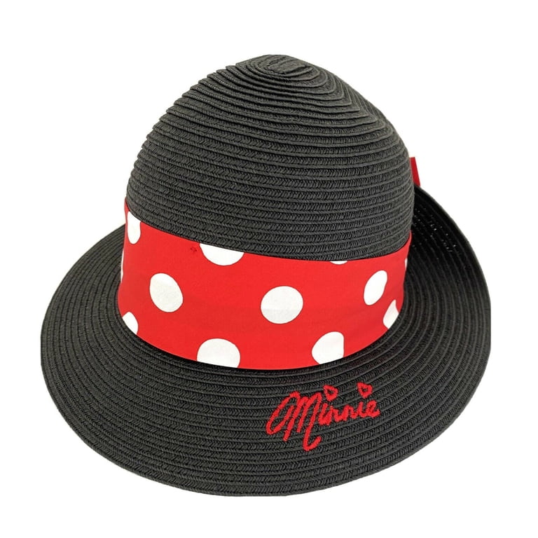 Disney Parks Minnie Mouse Straw Fedora Sun Hat Polka Dot Bow  display picture 1