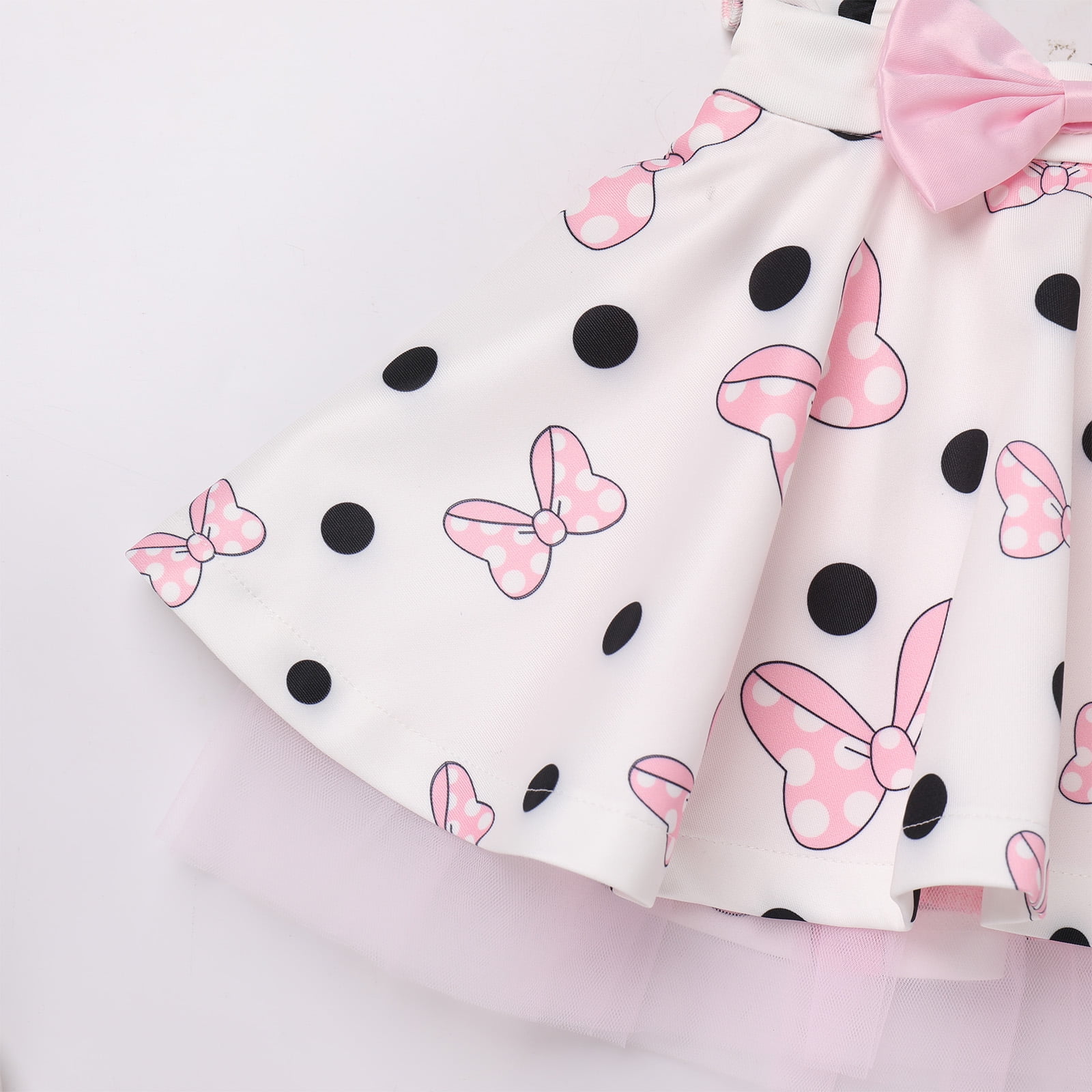 IDOPIP Baby Girls Mouse Birthday Outfit Shirt Overalls Skirt Headband 3-4 Years Pink